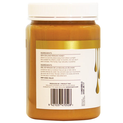 PURITI New Zealand Mānuka Honey UMF 10+, 1 kg (2.2 lb), Premium Raw Single-Origin Honey, Rich Creamy & Velvety Texture, Natural Sweetener for Tea, Toast, Yogurt
