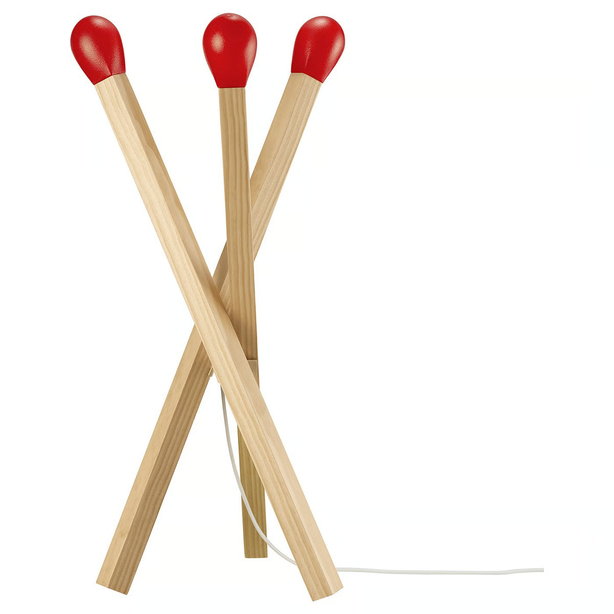 IKEA LED Floor Lamp, Matchstick Design, 2-Step Dimmable Solid Pine Decorative Light for Bedroom & Living Room