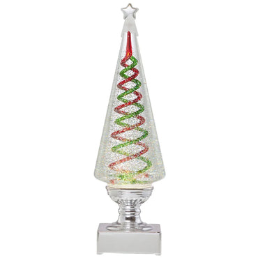 Set of 2 Spiral Christmas Trees - Red & Green 35.5 cm (14 in.)