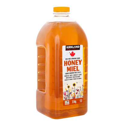 Kirkland Signature 100% Pure Canadian Liquid Honey, 3 kg (6.61 lb), Unpasteurized Canada No. 1 White Honey, Natural Sweetener for Tea, Coffee, Baking, Cooking, Pancakes & Toast