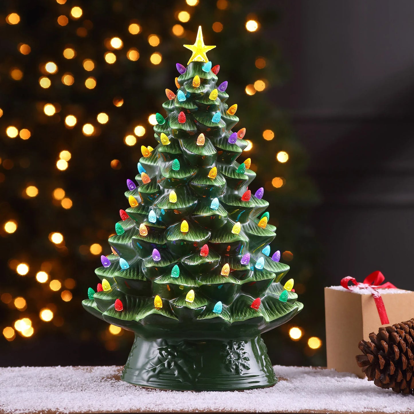 Ceramic Christmas Tree with LED Lights (17.75 in.)