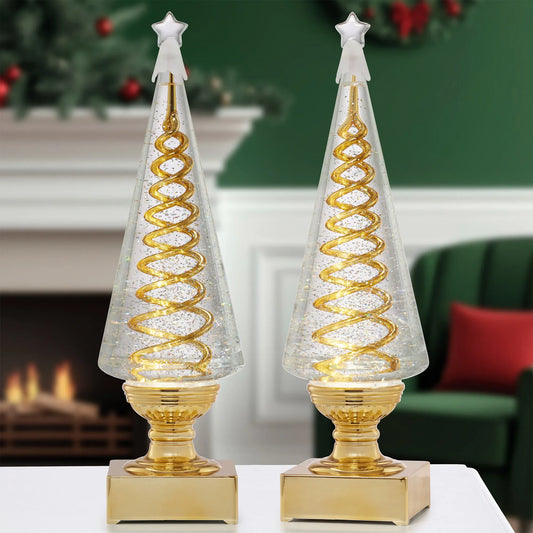 Set of 2 Spiral Christmas Trees - Gold 35.5 cm (14 in.)