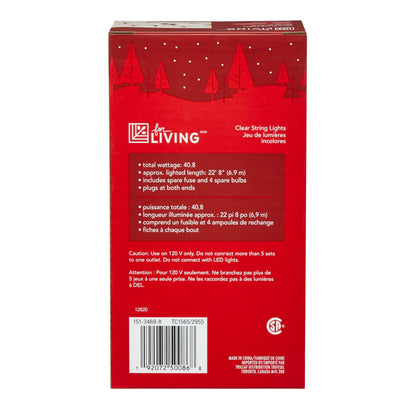 100 Clear Mini Christmas Lights 23-ft