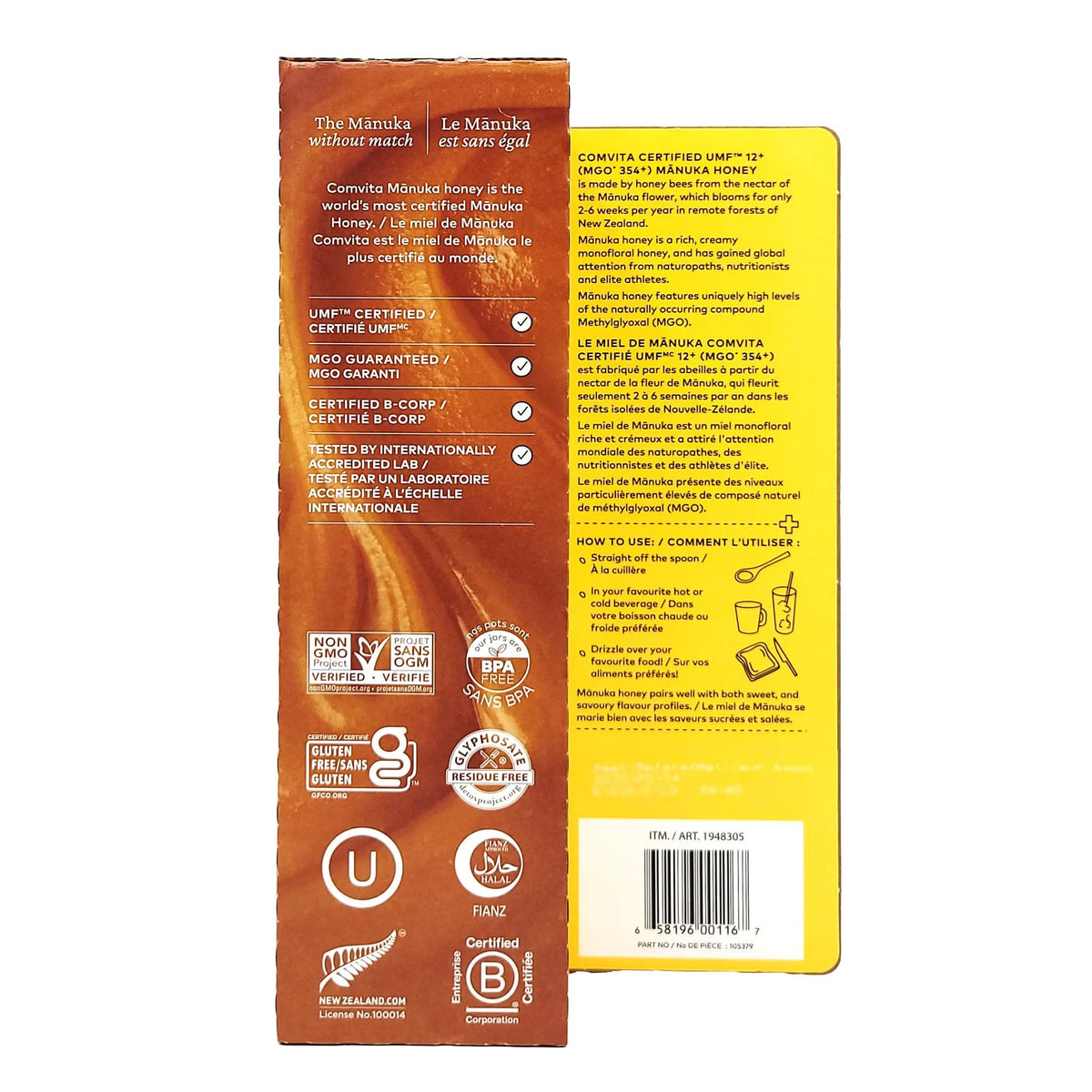 Comvita UMF 12+ Manuka Honey 500 g (17.64 oz), Premium New Zealand Monofloral Honey, Rich Creamy Amber Honey, MGO Guaranteed, Natural Sweetener for Tea, Toast, Breakfast & Everyday Use