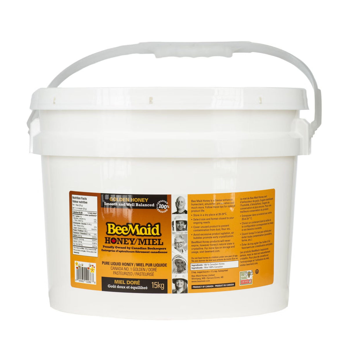 BeeMaid 100% Pure Canadian Liquid Golden Honey, 15 kg (33.07 lb), Canada No. 1 Golden Honey, Bulk Natural Sweetener for Baking, Cooking, Marinades, Restaurants, Cafés & Commercial Kitchens