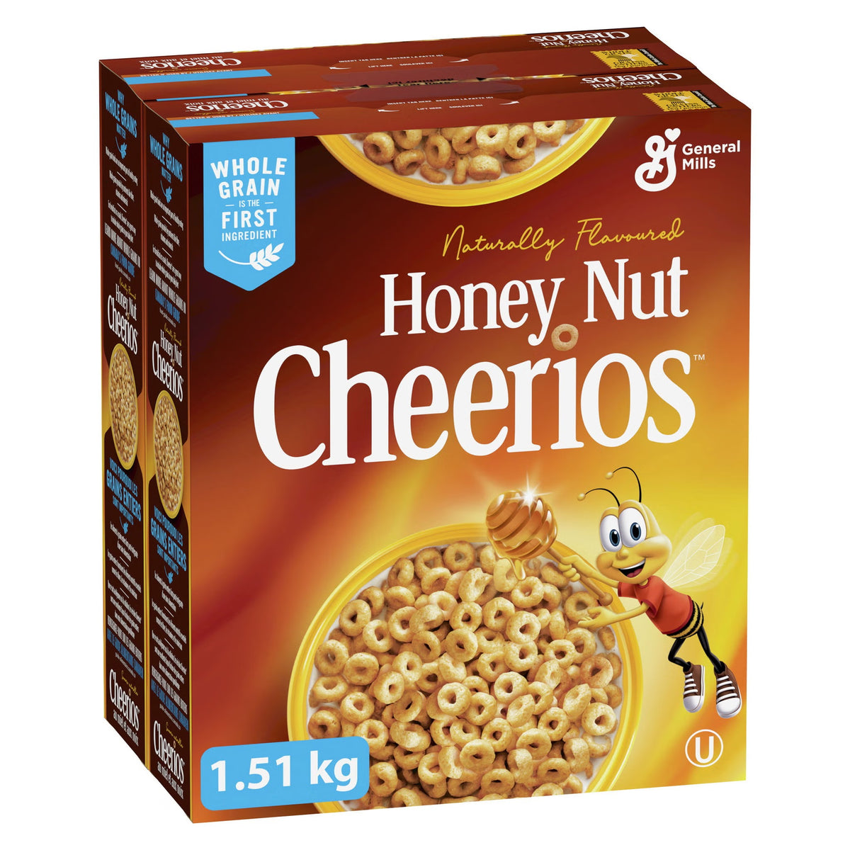 General Mills Honey Nut Cheerios Breakfast Cereal, 1.51 kg (3.33 lb), Gluten-Free Whole Grain Oat Cereal, Crunchy Honey Flavoured O-Shaped Cereal Made with Real Honey, Family Size Ready-to-Eat Breakfast & Snack