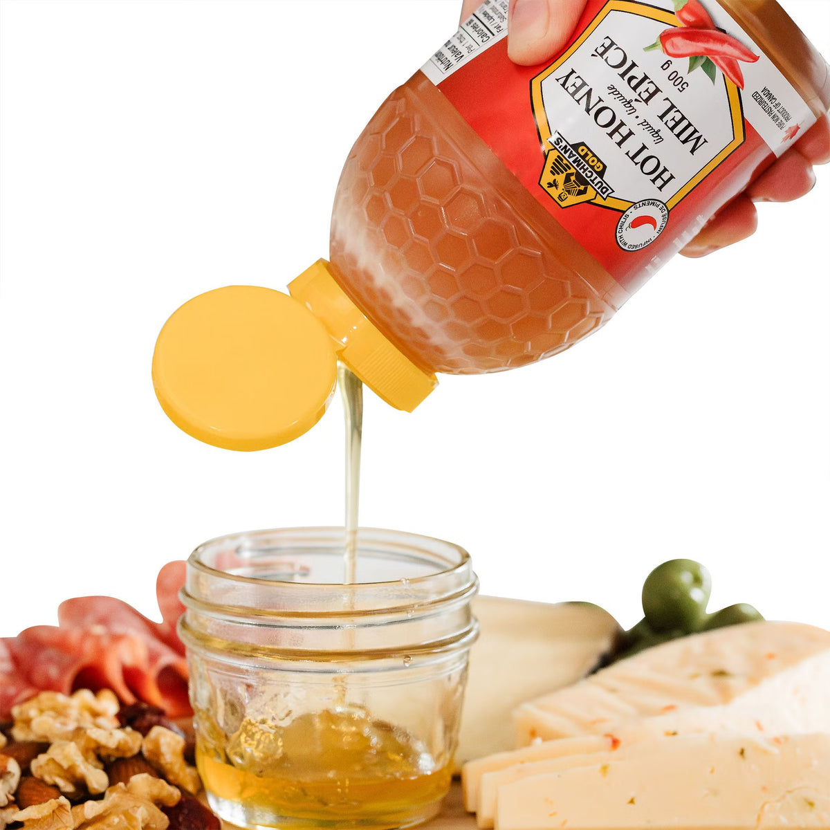 Dutchman's Gold Hot Honey 2-Pack × 500 g (1 kg Total), Canadian Unpasteurized Chili Pepper Infused Liquid Honey, Sweet & Spicy Squeezable Honey Sauce for Pizza, Fried Chicken, BBQ, Marinades, Glazes & Dipping