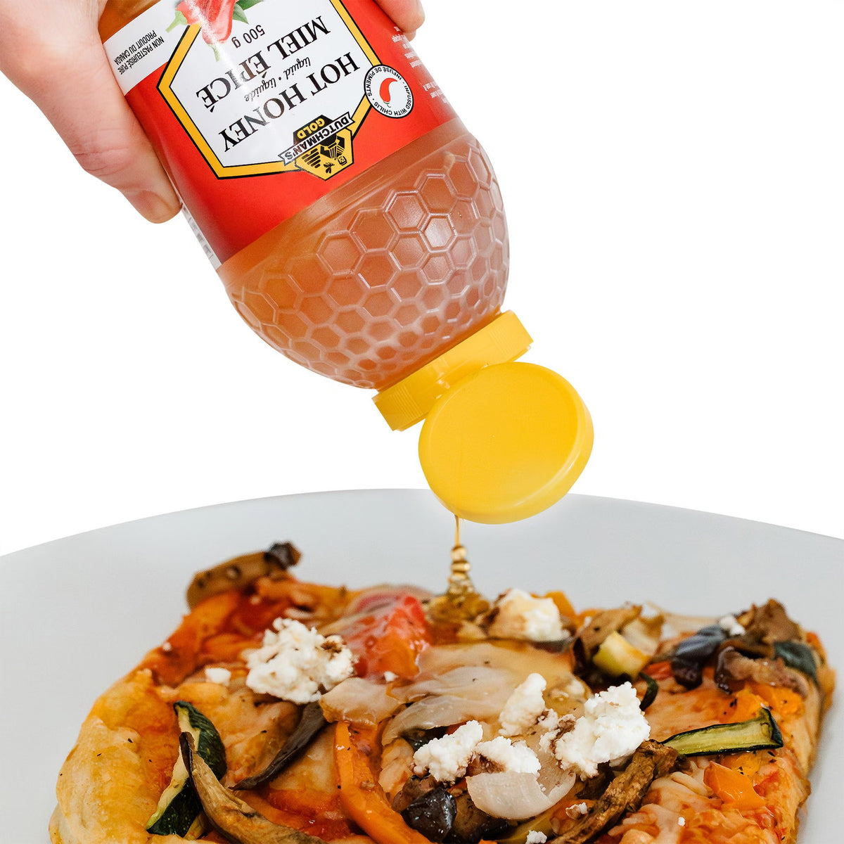 Dutchman's Gold Hot Honey 2-Pack × 500 g (1 kg Total), Canadian Unpasteurized Chili Pepper Infused Liquid Honey, Sweet & Spicy Squeezable Honey Sauce for Pizza, Fried Chicken, BBQ, Marinades, Glazes & Dipping