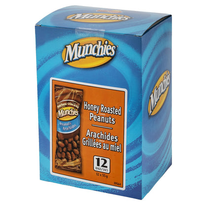 Munchies Honey Roasted Peanuts, 12-Pack × 55 g (660 g Total), Crunchy Sweet & Salty Honey Glazed Peanuts, Individually Packed Roasted Nut Snacks for Office, School, Parties, Travel & Everyday Snacking