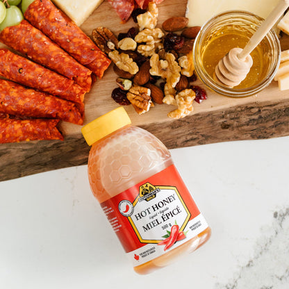 Dutchman's Gold Hot Honey 2-Pack × 500 g (1 kg Total), Canadian Unpasteurized Chili Pepper Infused Liquid Honey, Sweet & Spicy Squeezable Honey Sauce for Pizza, Fried Chicken, BBQ, Marinades, Glazes & Dipping