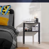 IKEA Modern Black Metal Bedside Nightstand with Storage Shelf, Compact End Table for Bedroom & Small Spaces, 42 × 34 × 52 cm