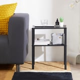 IKEA Modern Black Metal Bedside Nightstand with Storage Shelf, Compact End Table for Bedroom & Small Spaces, 42 × 34 × 52 cm