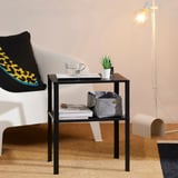 IKEA Modern Black Metal Bedside Nightstand with Storage Shelf, Compact End Table for Bedroom & Small Spaces, 42 × 34 × 52 cm