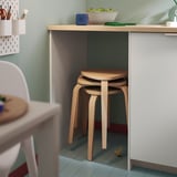 (2 PACK) IKEA Natural Birch Wood Round Stool – Modern Multipurpose Seat for Kitchen, Bedroom & Living Room