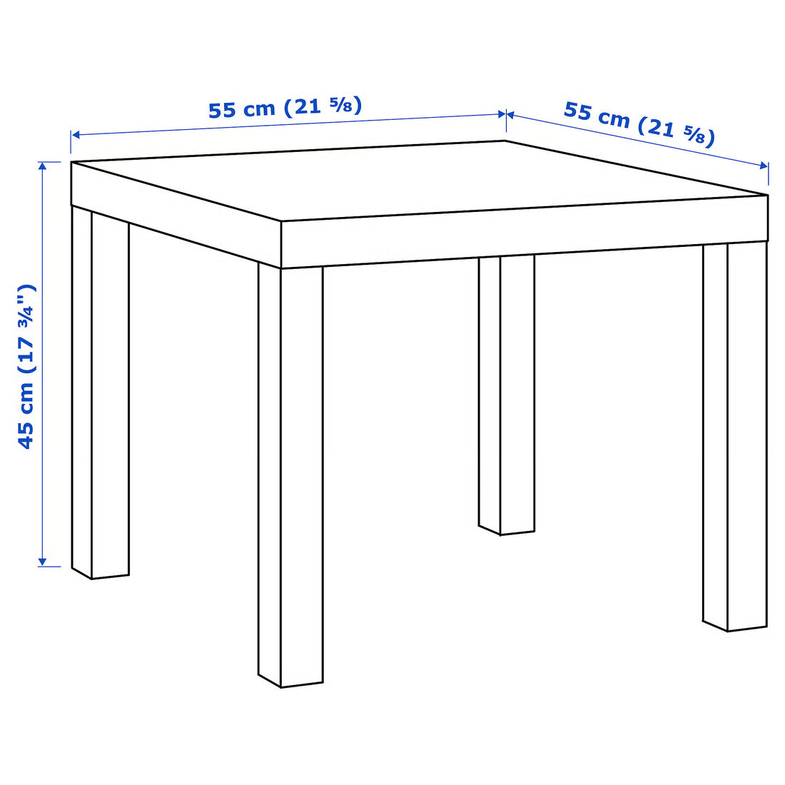 IKEA Modern Square Side Table, Black Brown Lightweight End Table, 55 × 55 × 45 cm, Easy Assembly Living Room and Bedroom Furniture