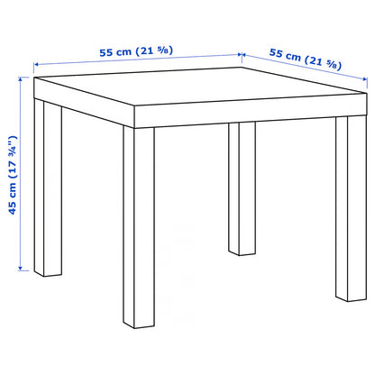 IKEA Modern Square Side Table, Black Brown Lightweight End Table, 55 × 55 × 45 cm, Easy Assembly Living Room and Bedroom Furniture