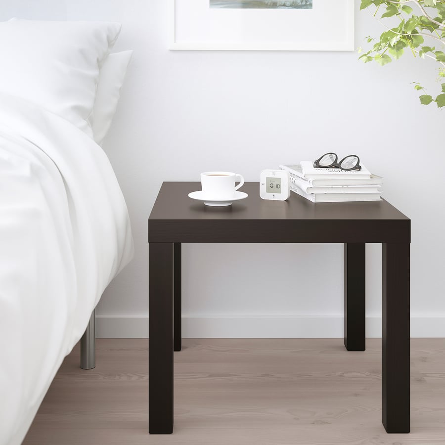 IKEA Modern Square Side Table, Black Brown Lightweight End Table, 55 × 55 × 45 cm, Easy Assembly Living Room and Bedroom Furniture
