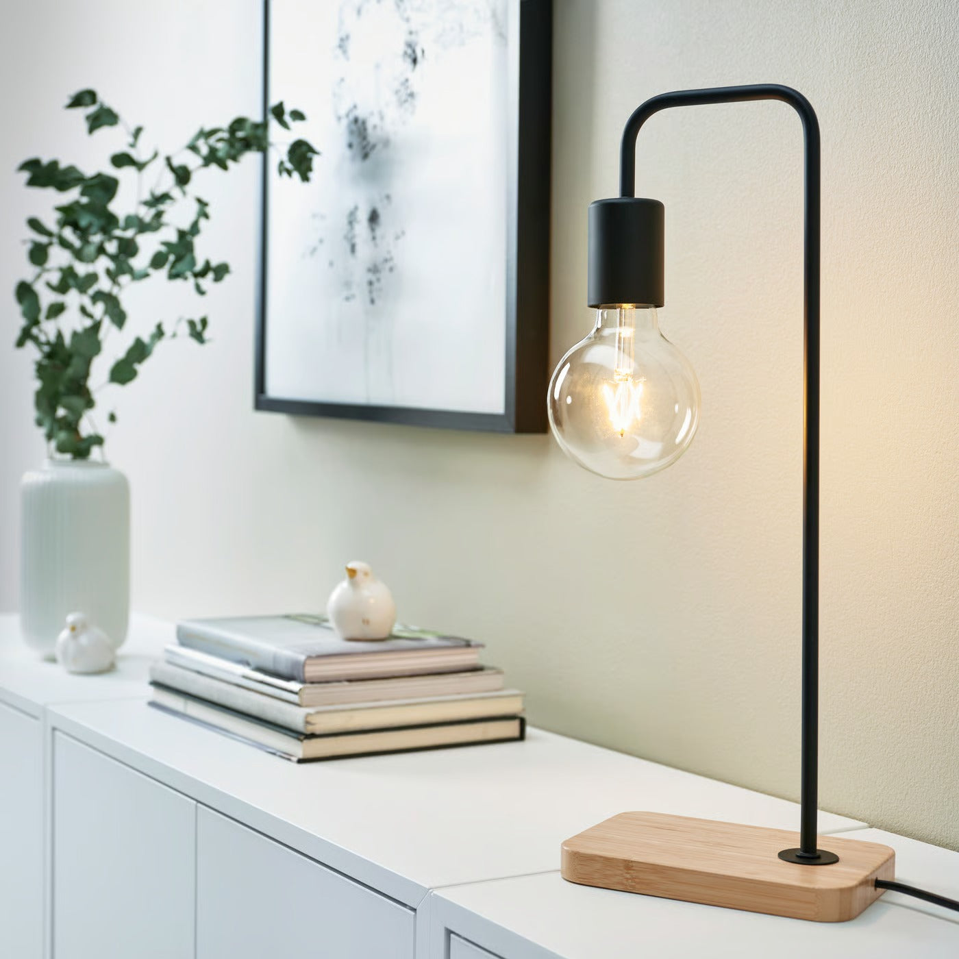 IKEA TVARHAND Modern Table lamp, Black - Bamboo