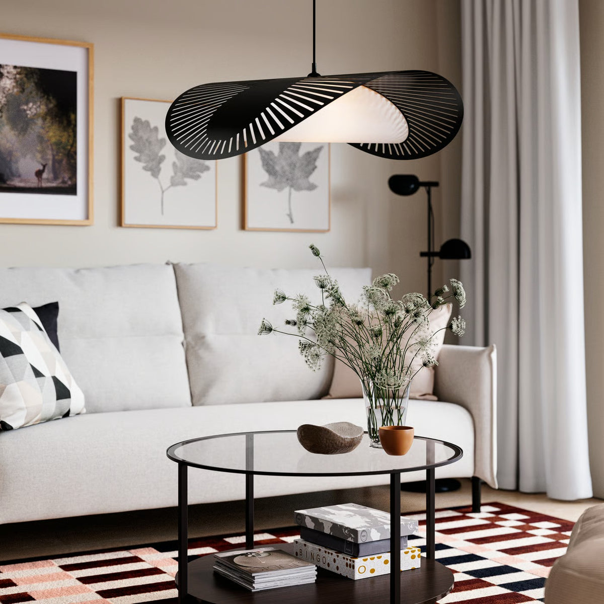 IKEA KVÄLLSDOPP Pendant Lamp Shade, Black, Modern Sculptural Hanging Light Shade with Decorative Cutout Design, Contemporary Ceiling Lighting Accessory for Living Room, Bedroom, Dining Room & Home Décor