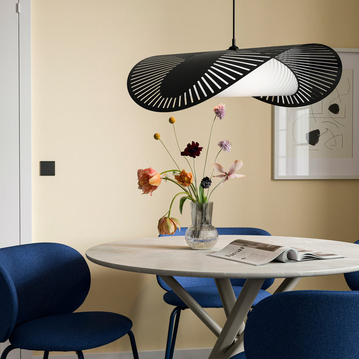 IKEA KVÄLLSDOPP Pendant Lamp Shade, Black, Modern Sculptural Hanging Light Shade with Decorative Cutout Design, Contemporary Ceiling Lighting Accessory for Living Room, Bedroom, Dining Room & Home Décor