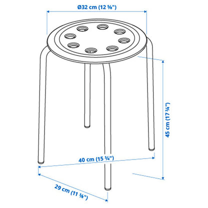 (2 PACK) IKEA MARIUS Stool, black, 45 cm (17 3/4 ")