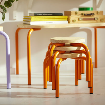 IKEA GREJSIMOJS Children's stool, wood/orange