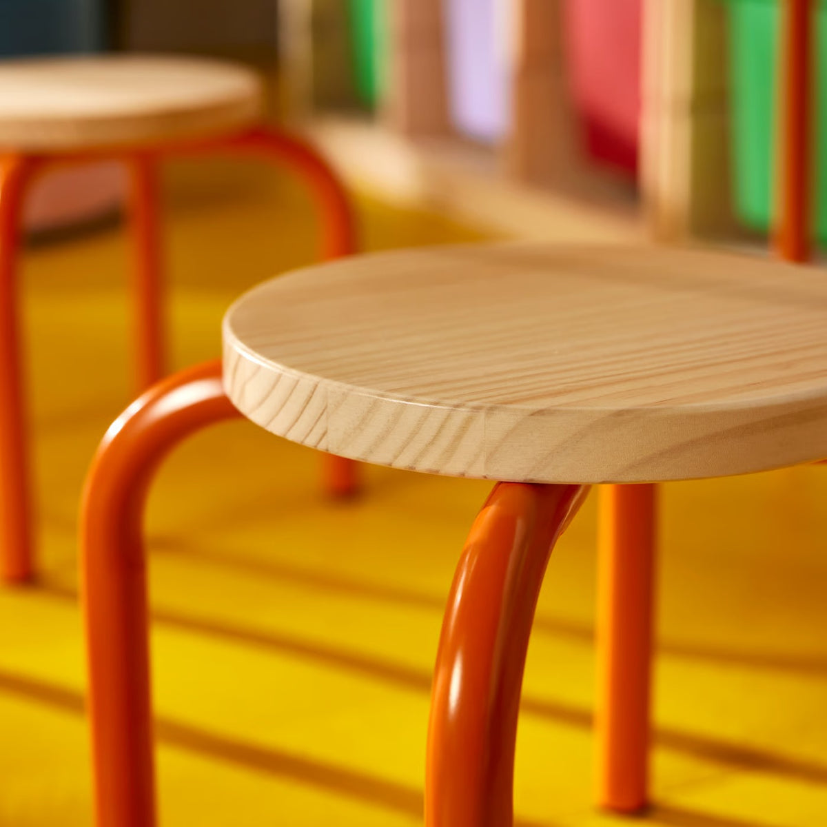 IKEA GREJSIMOJS Children's stool, wood/orange