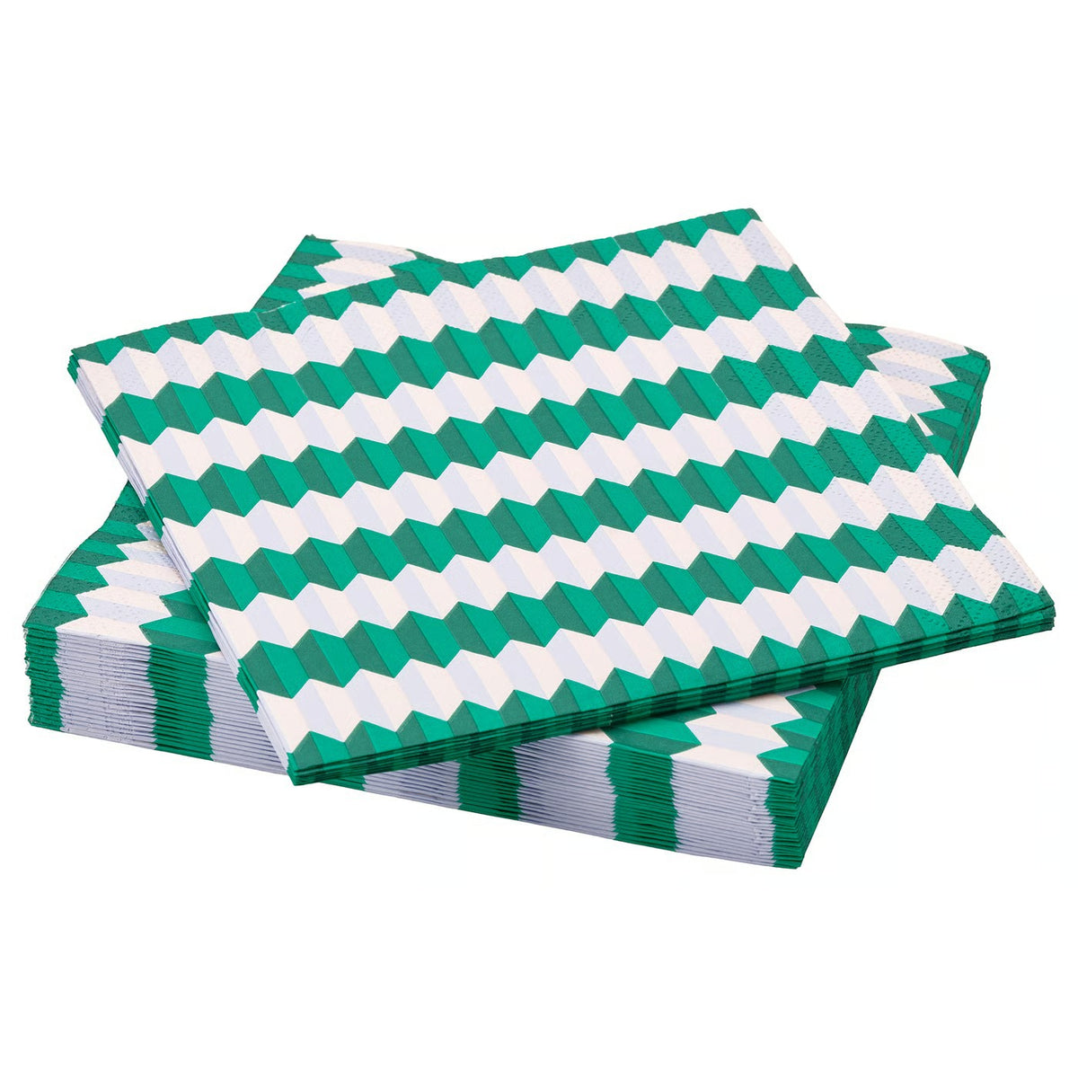 (60 Count) IKEA VINTERFINT Green & White Striped Paper Napkins, 33 × 33 cm, Disposable Dinner Napkins for Christmas, Holiday Parties, Dining Tables & Festive Decorations
