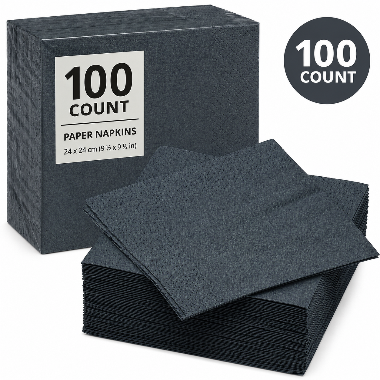 (100 PACK) IKEA Paper Napkins – 24 × 24 cm - Dark Gray