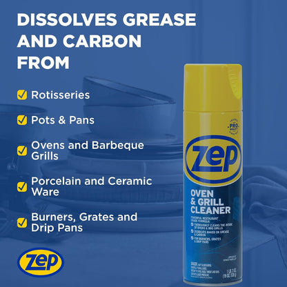 (2 Pack) Zep Oven & Grill Cleaner Spray – Professional Strength Grease & Baked-On Food Cleaner