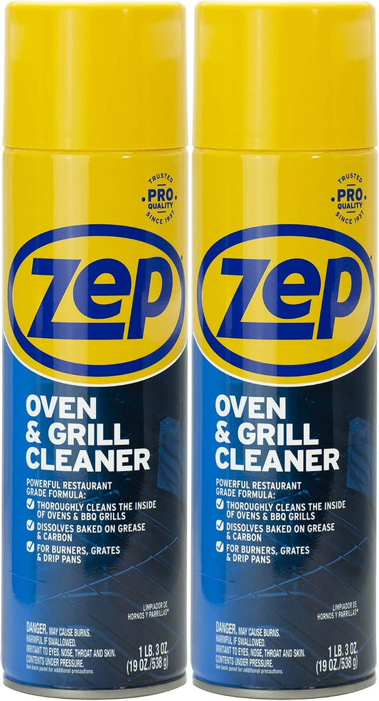 (2 Pack) Zep Oven & Grill Cleaner Spray – Professional Strength Grease & Baked-On Food Cleaner