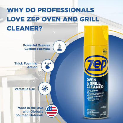 (2 Pack) Zep Oven & Grill Cleaner Spray – Professional Strength Grease & Baked-On Food Cleaner