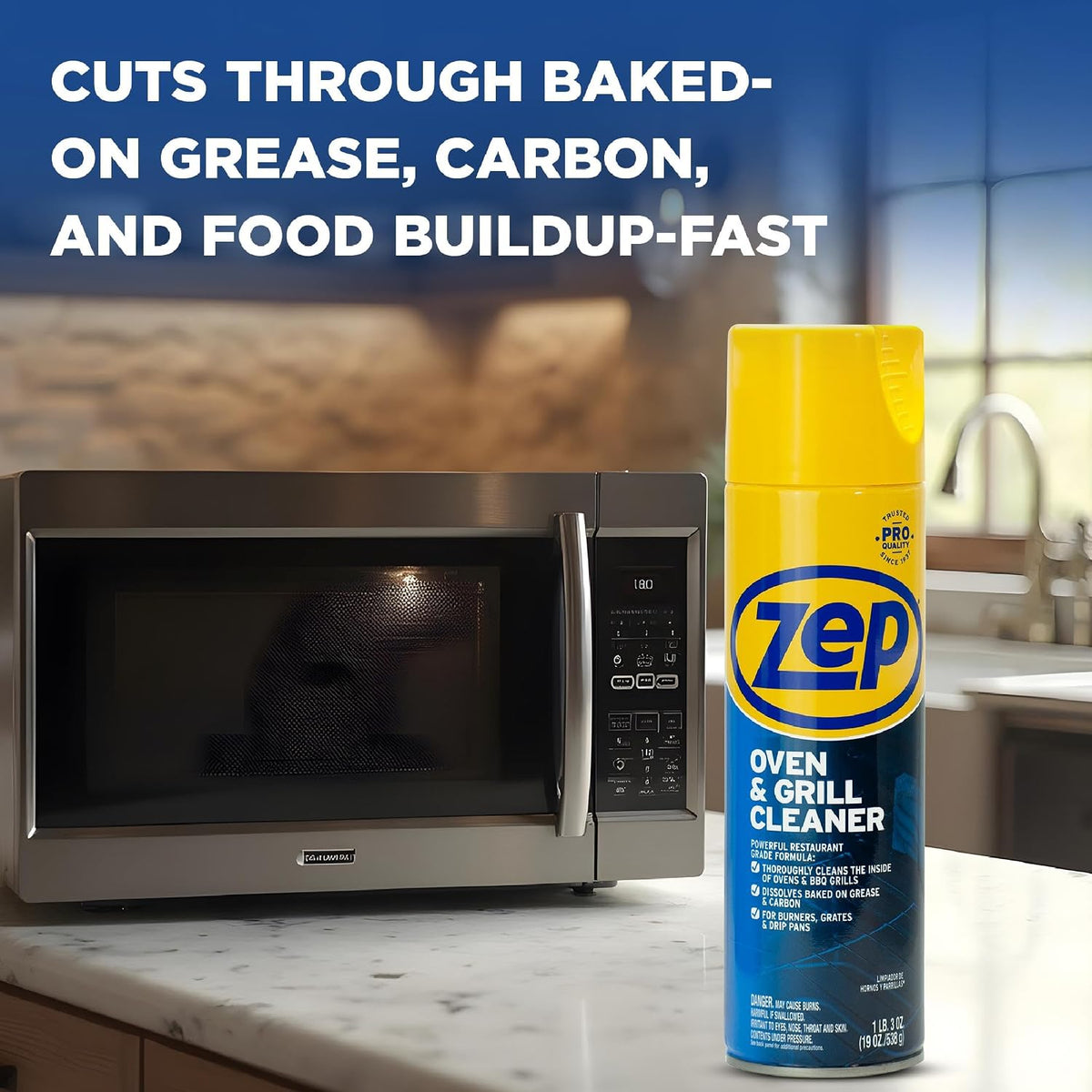 (2 Pack) Zep Oven & Grill Cleaner Spray – Professional Strength Grease & Baked-On Food Cleaner