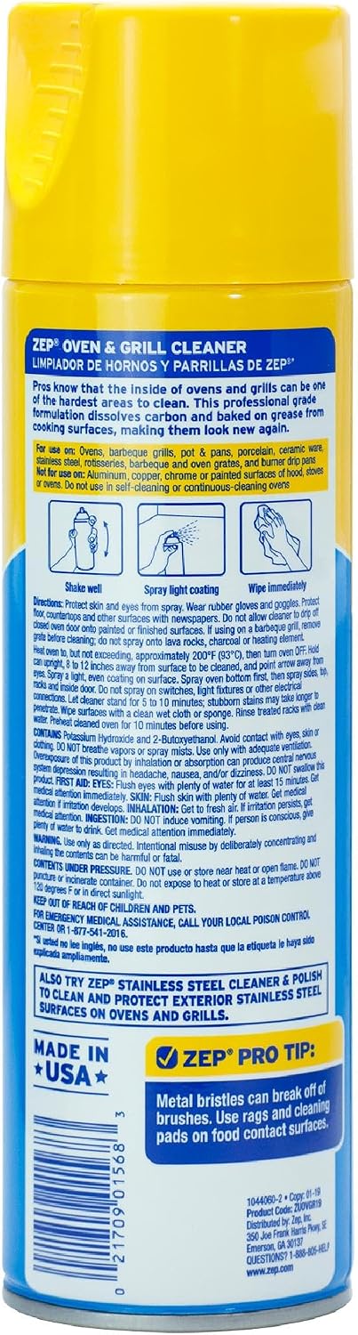 (2 Pack) Zep Oven & Grill Cleaner Spray – Professional Strength Grease & Baked-On Food Cleaner