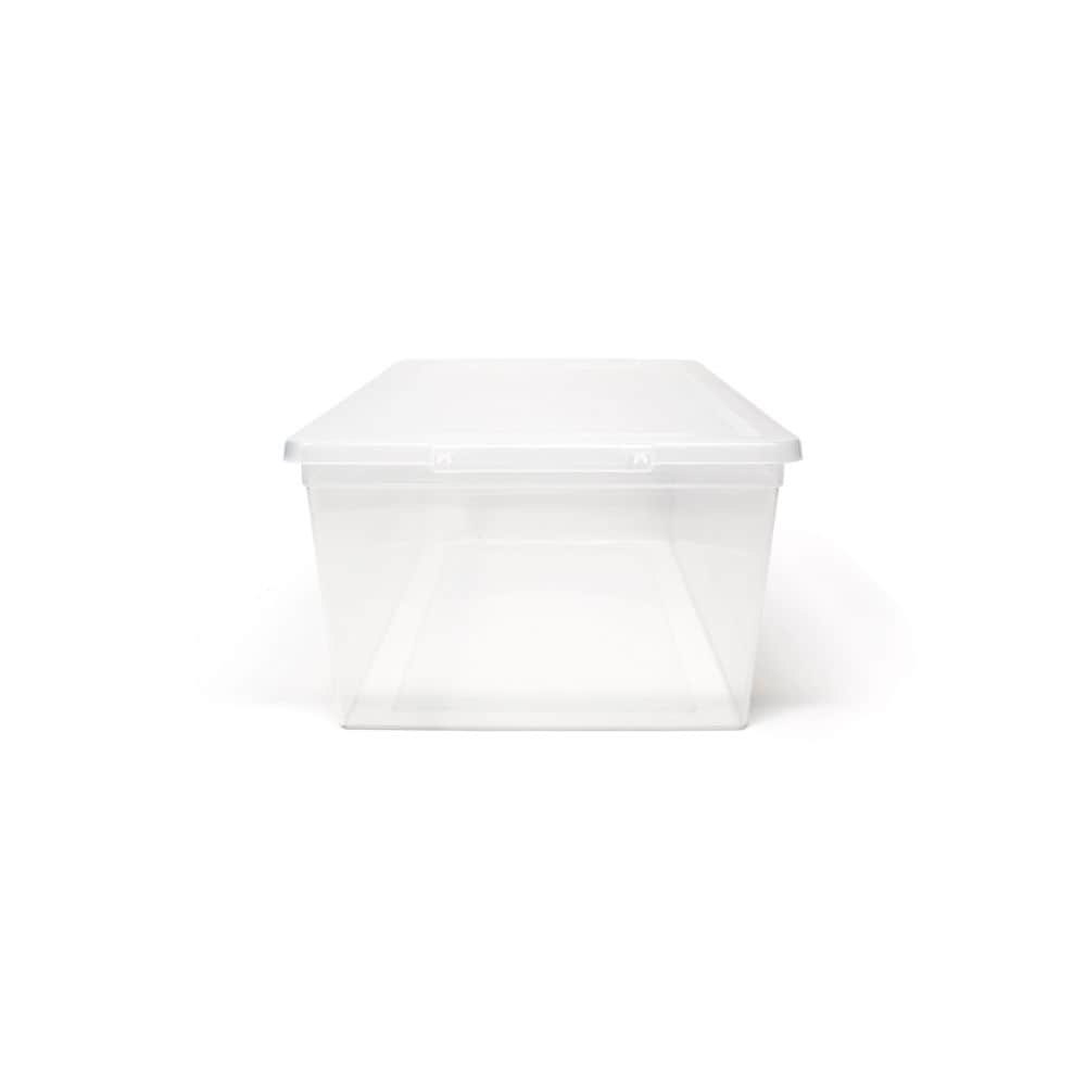 TuffStore® 5.85L Plastic Clear Stackable Storage Utility Tote Box in Clear & Snap-on Lid