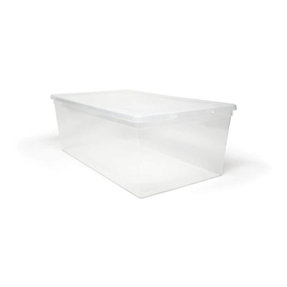 TuffStore® 5.85L Plastic Clear Stackable Storage Utility Tote Box in Clear & Snap-on Lid