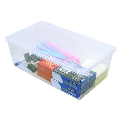TuffStore® 5.85L Plastic Clear Stackable Storage Utility Tote Box in Clear & Snap-on Lid