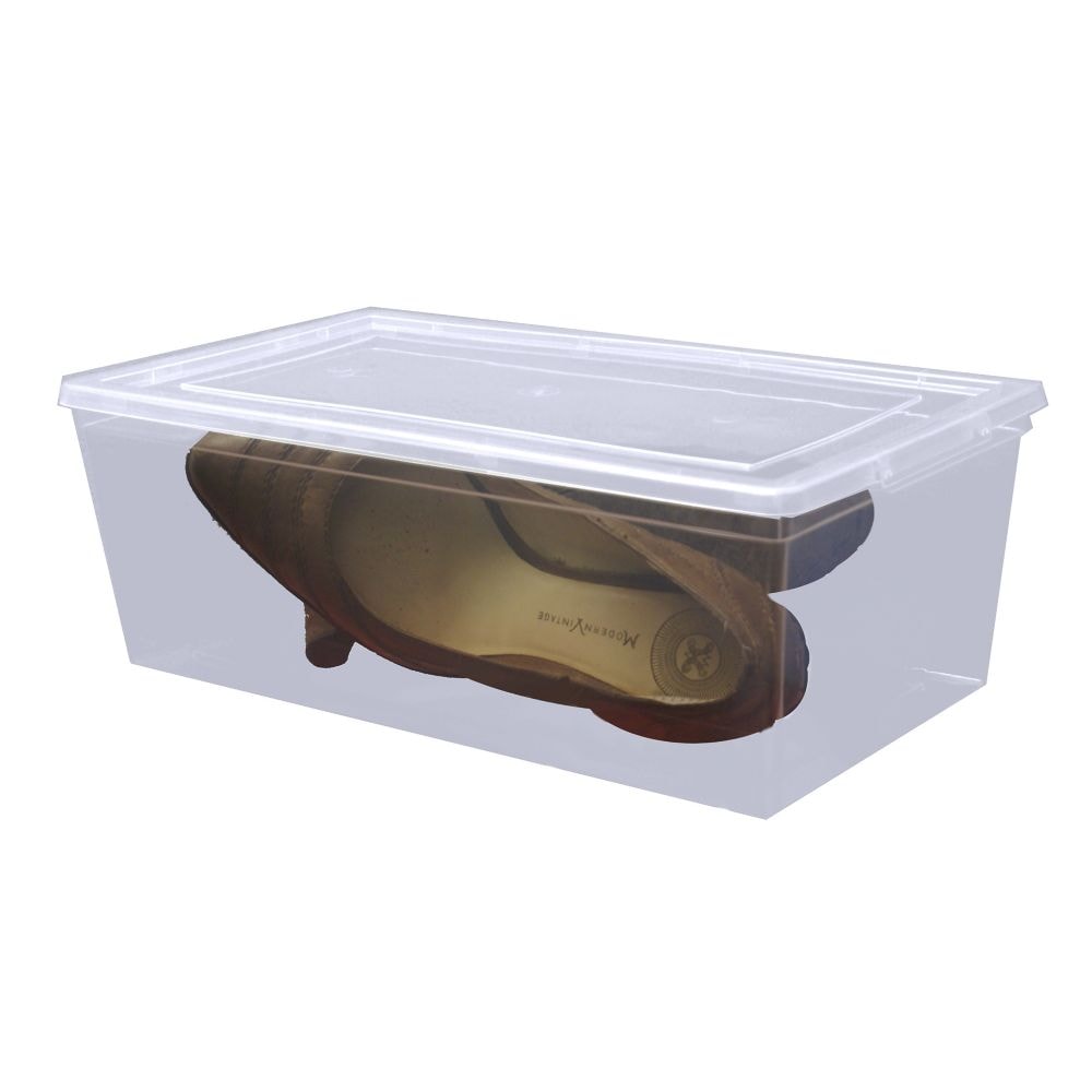 TuffStore® 5.85L Plastic Clear Stackable Storage Utility Tote Box in Clear & Snap-on Lid