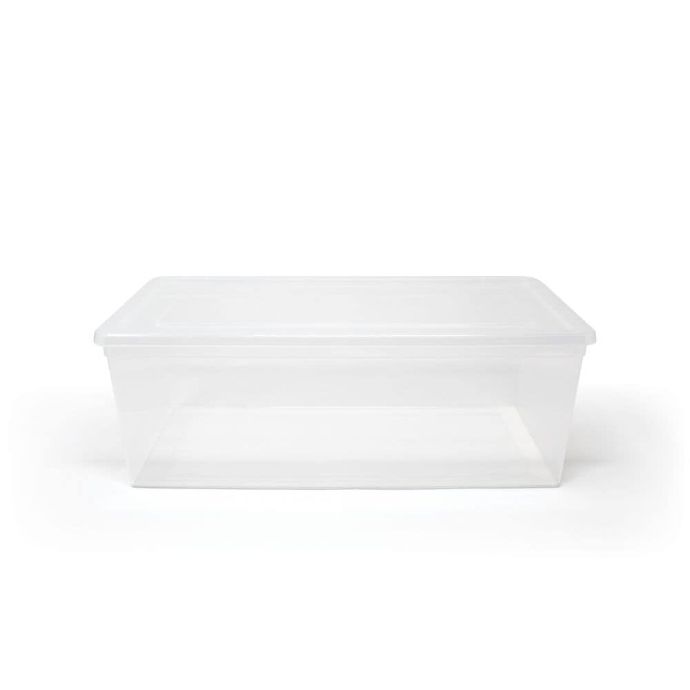 TuffStore® 5.85L Plastic Clear Stackable Storage Utility Tote Box in Clear & Snap-on Lid