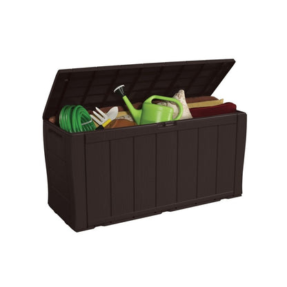 Keter Marvel 10.6 Cu.Ft./ 71G Weather Resistant Resin Patio/Outdoor Garden Storage Lockable Deck Box/Bench