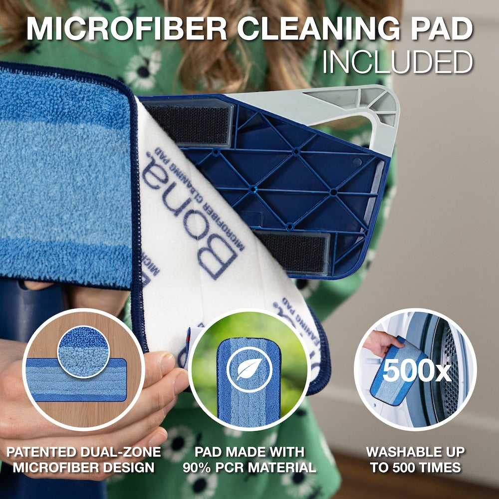 Bona Premium Microfiber Mop for Multi-Surface Floors – Lightweight Reusable Floor Cleaning Mop with Washable Microfiber Pad
