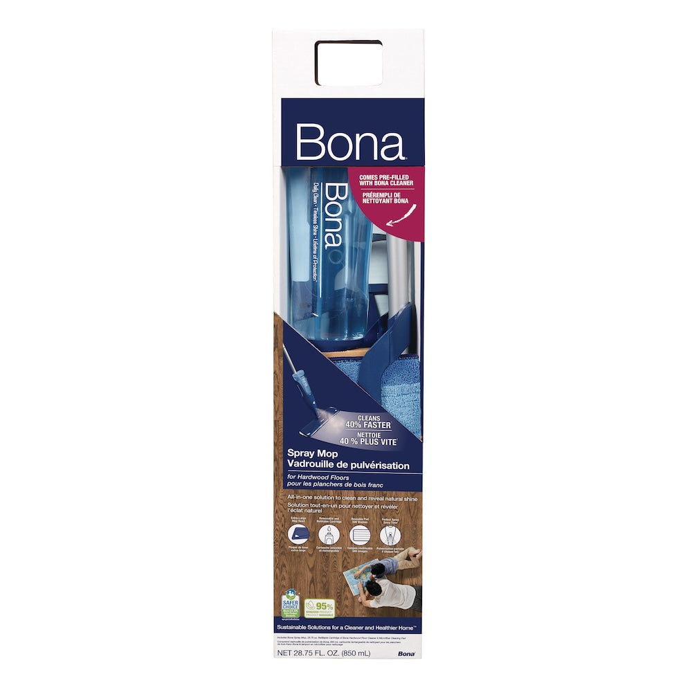 Bona Premium Spray Mop for Hardwood Floors – All-in-One Hardwood Floor Cleaning System with Refillable Cartridge & Microfiber Pad