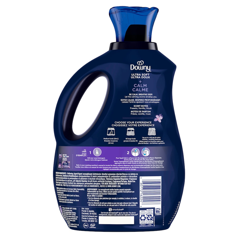 Downy Ultra Soft Fabric Softener Liquid, Calm Scent, 64 fl oz – Long-Lasting Freshness & Soft Clothes ( 2 Packs)
