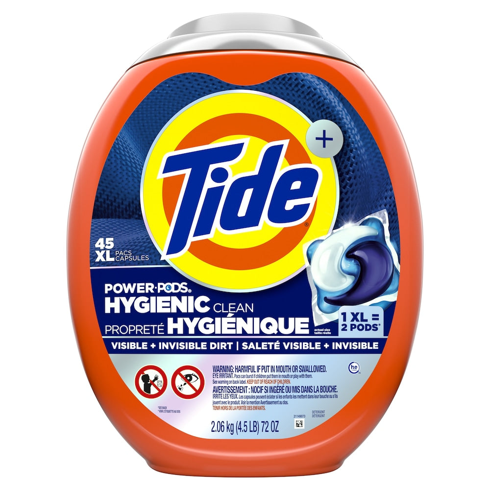 Tide Power PODS Laundry Detergent Pacs, Hygienic Clean, Original Scent, 45 Count x 2 Pack (90 Pacs Total)