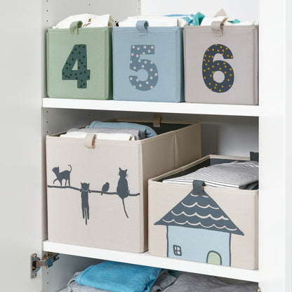IKEA BARNDRÖM Box, set of 3, green blue/beige, 17x27x17 cm (6 ¾x10 ¾x6 ¾ ")