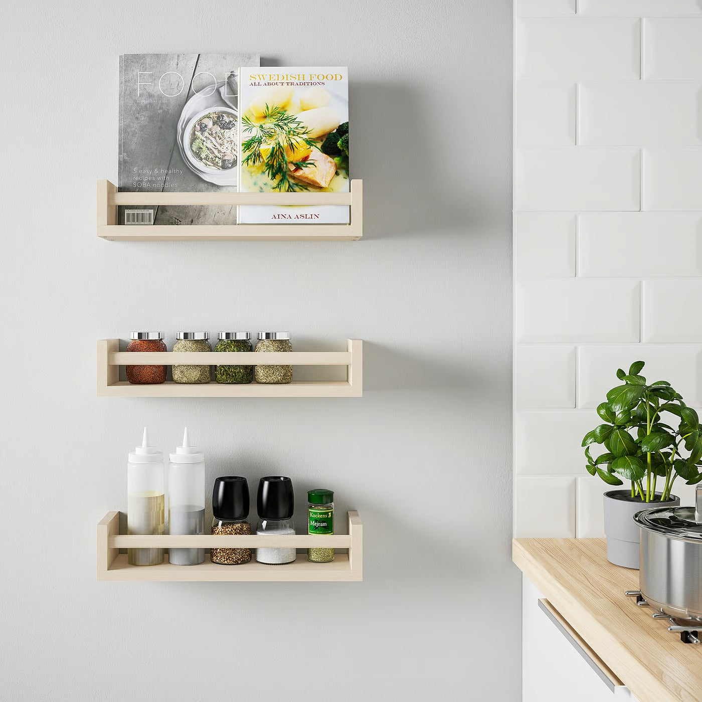 IKEA BEKVAM Wall-Mounted Wooden Spice Rack – 40 cm / 15.75 in - Birch