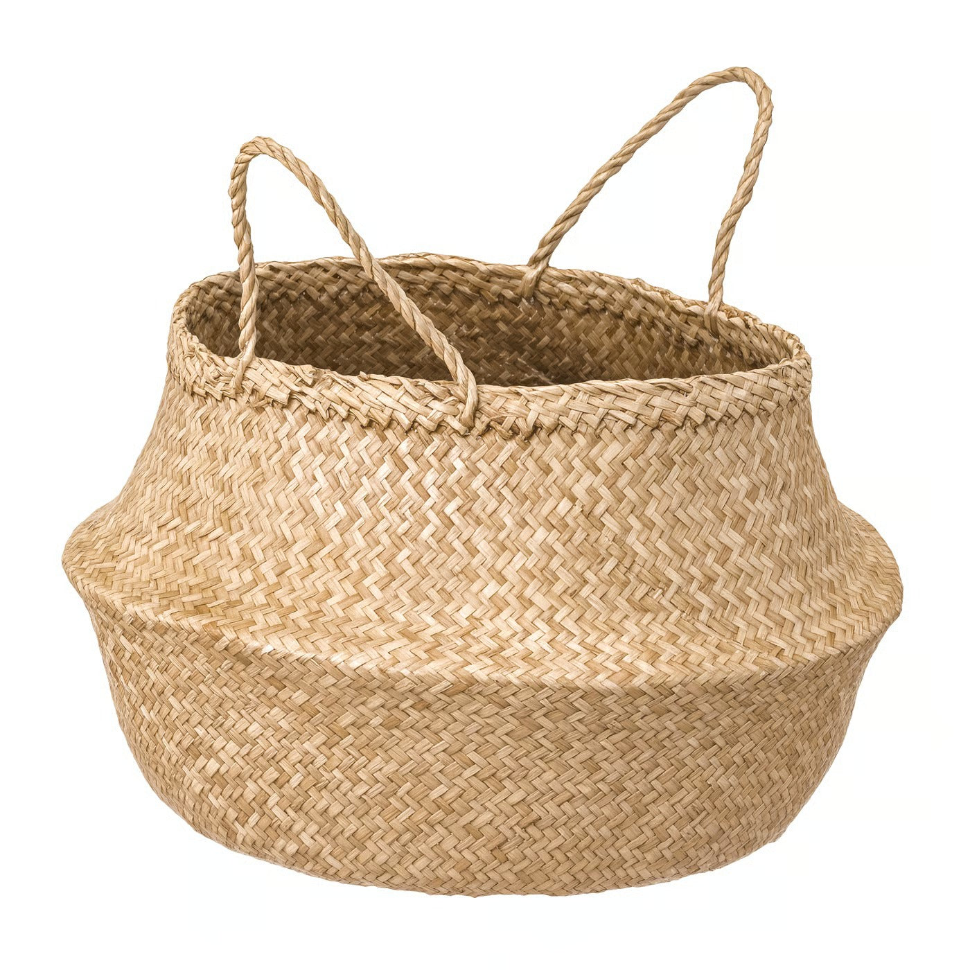 IKEA Handwoven Seagrass Storage Basket with Handles – Natural Multipurpose Organizer, 25 cm