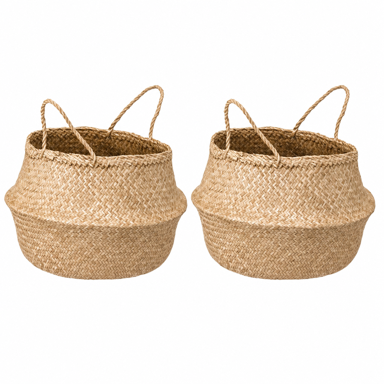 IKEA Handwoven Seagrass Storage Basket with Handles – Natural Multipurpose Organizer, 25 cm
