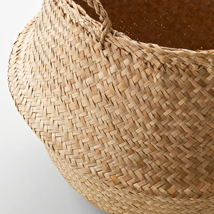 IKEA Handwoven Seagrass Storage Basket with Handles – Natural Multipurpose Organizer, 25 cm