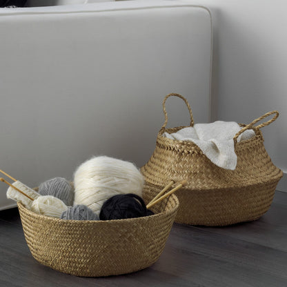 IKEA Handwoven Seagrass Storage Basket with Handles – Natural Multipurpose Organizer, 25 cm